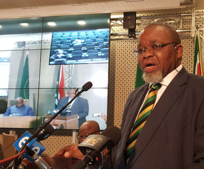 South Africa's mines minister hospitalized with covid-19