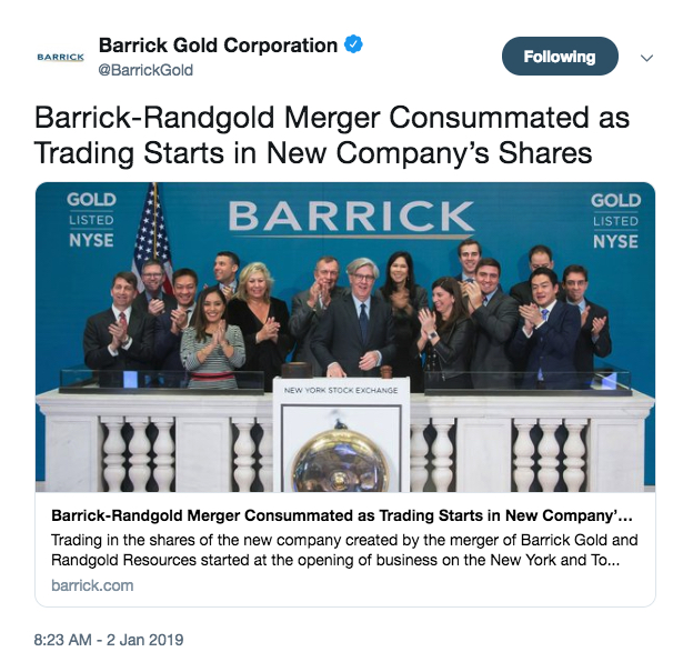 New era for Barrick Gold begins