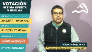 Union leader asks workers to vote for strike action at Los Pelambres
