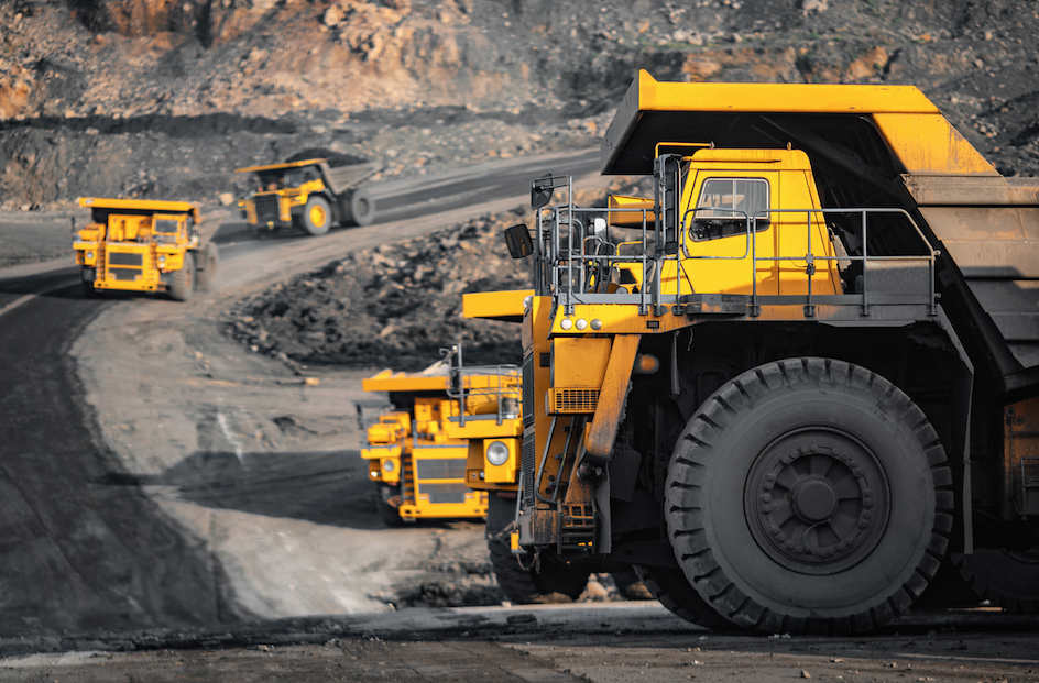 Mining trucks open pit