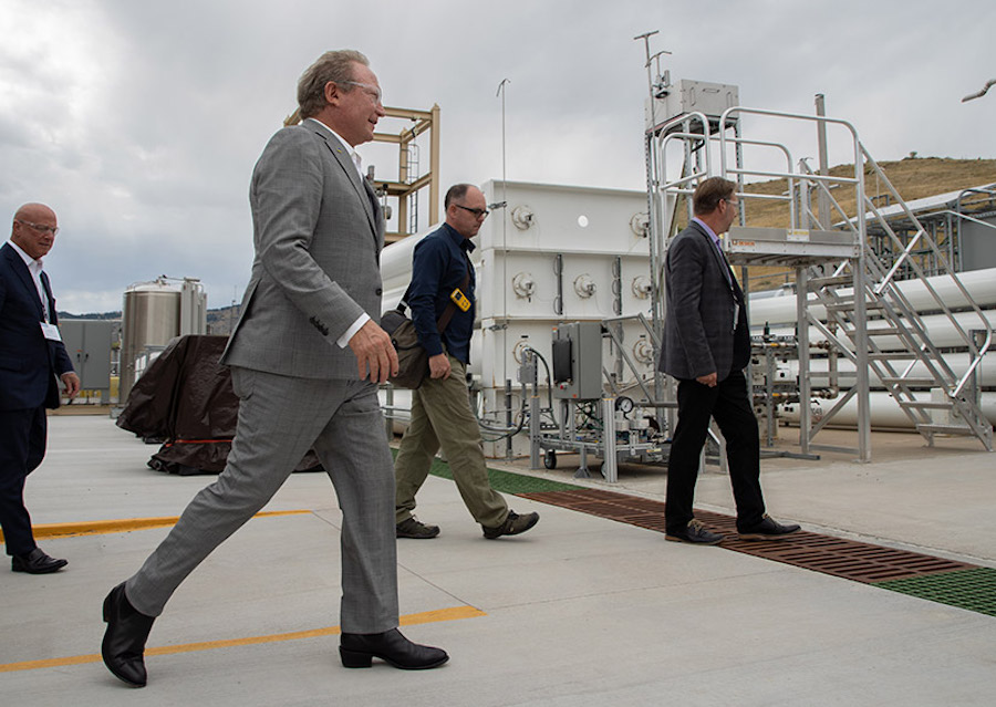 Andrew Forrest, chairman of Fortescue Future Industries. tours the outdoor Hydrogen Fueling Station and Bioreactor at the National Renewable Energy Laboratory