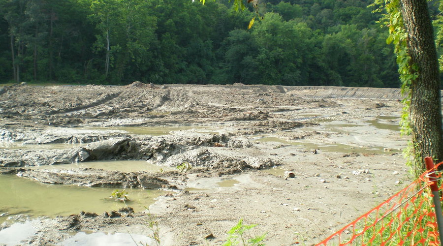 Leftover sludge from the 2008 coal ash spill at the Kingston TVA power plan