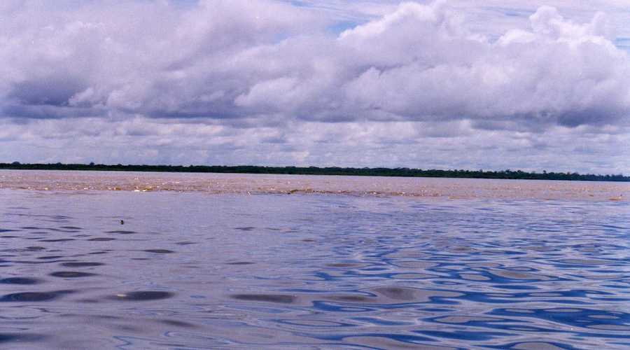The area where the Nanay River (black) meets the Amazon River (brown)