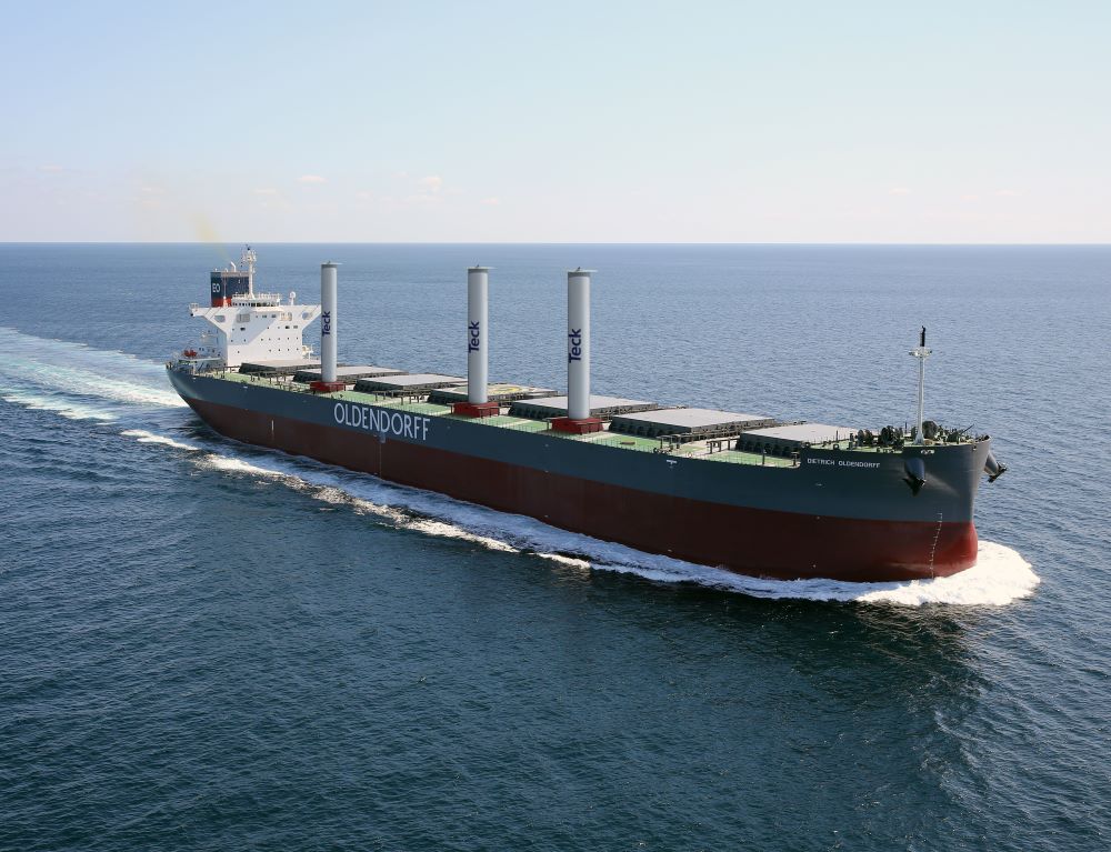 Teck, Oldendorff to outfit bulk carrier with rotor sails to cut emissions